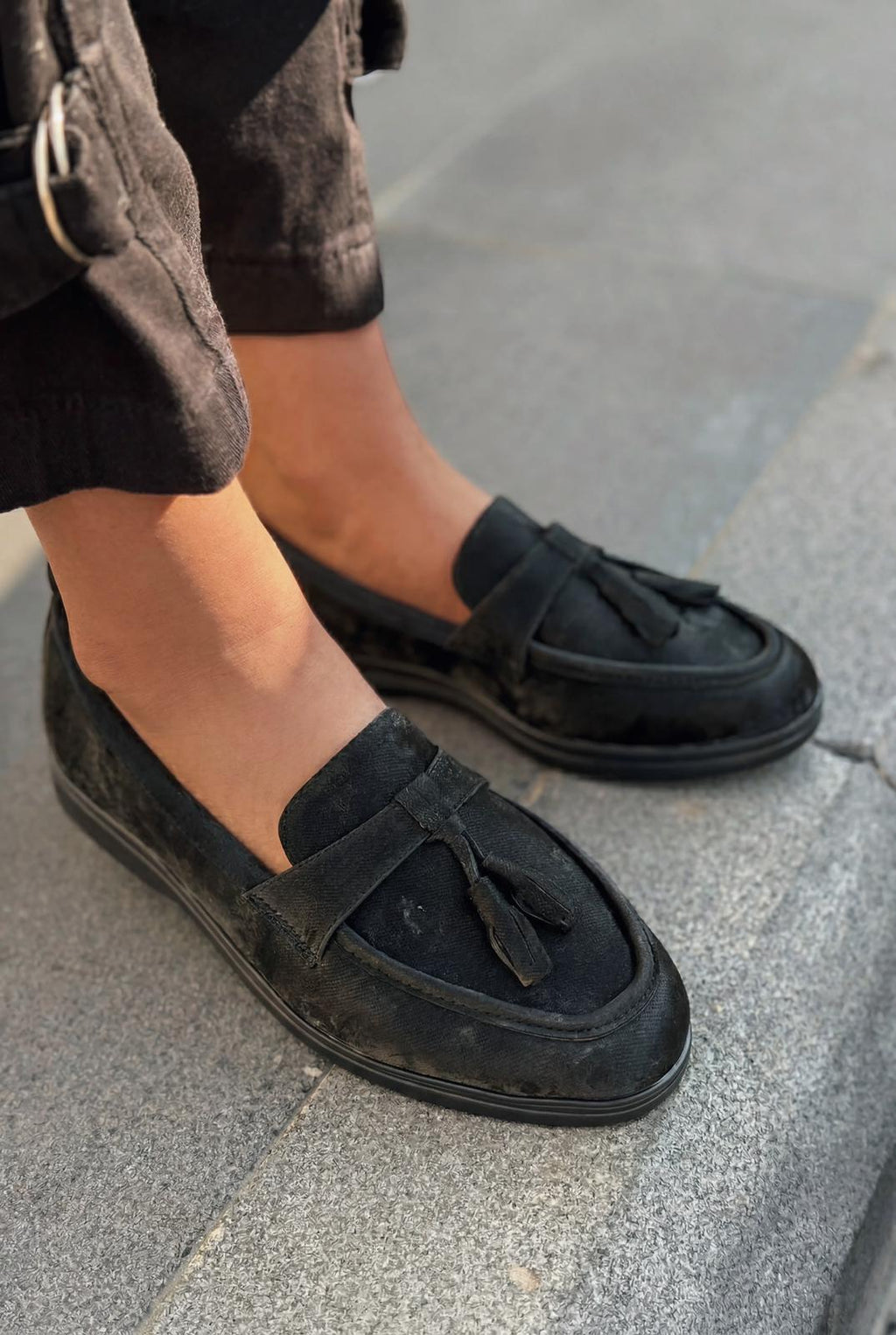 Yorvik Black Satin Women's Loafers