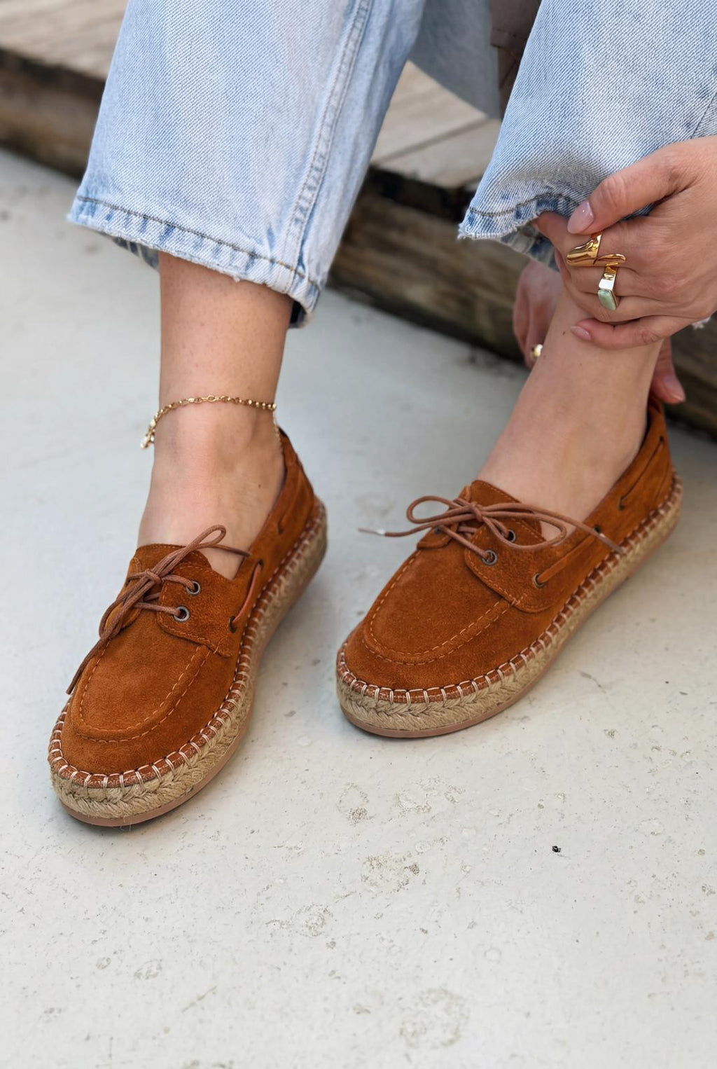 Selora Tan Genuine Suede Women's Loafers