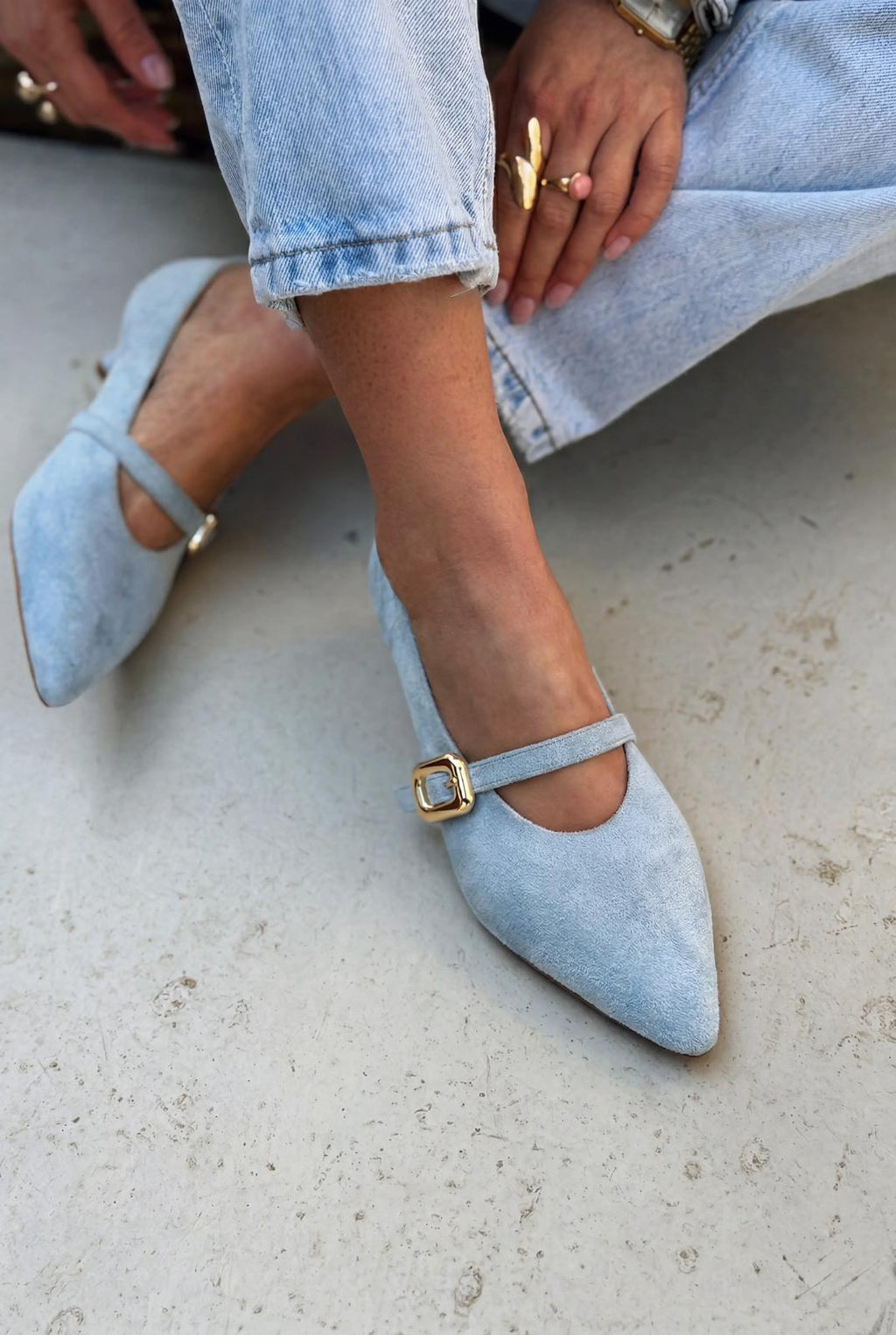 Karden Baby Blue Suede Women's Stilettos