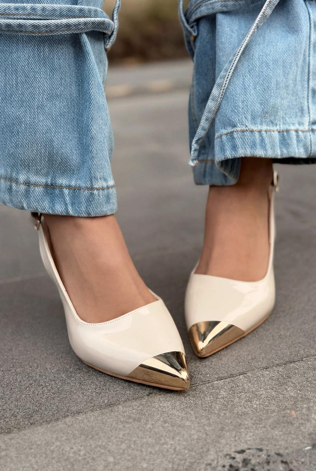 Sarnok Nude Patent Faux Leather Women's Stilettos