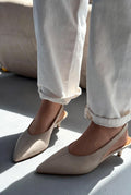 Selor Beige Genuine Leather Faux Leather Women's Stilettos