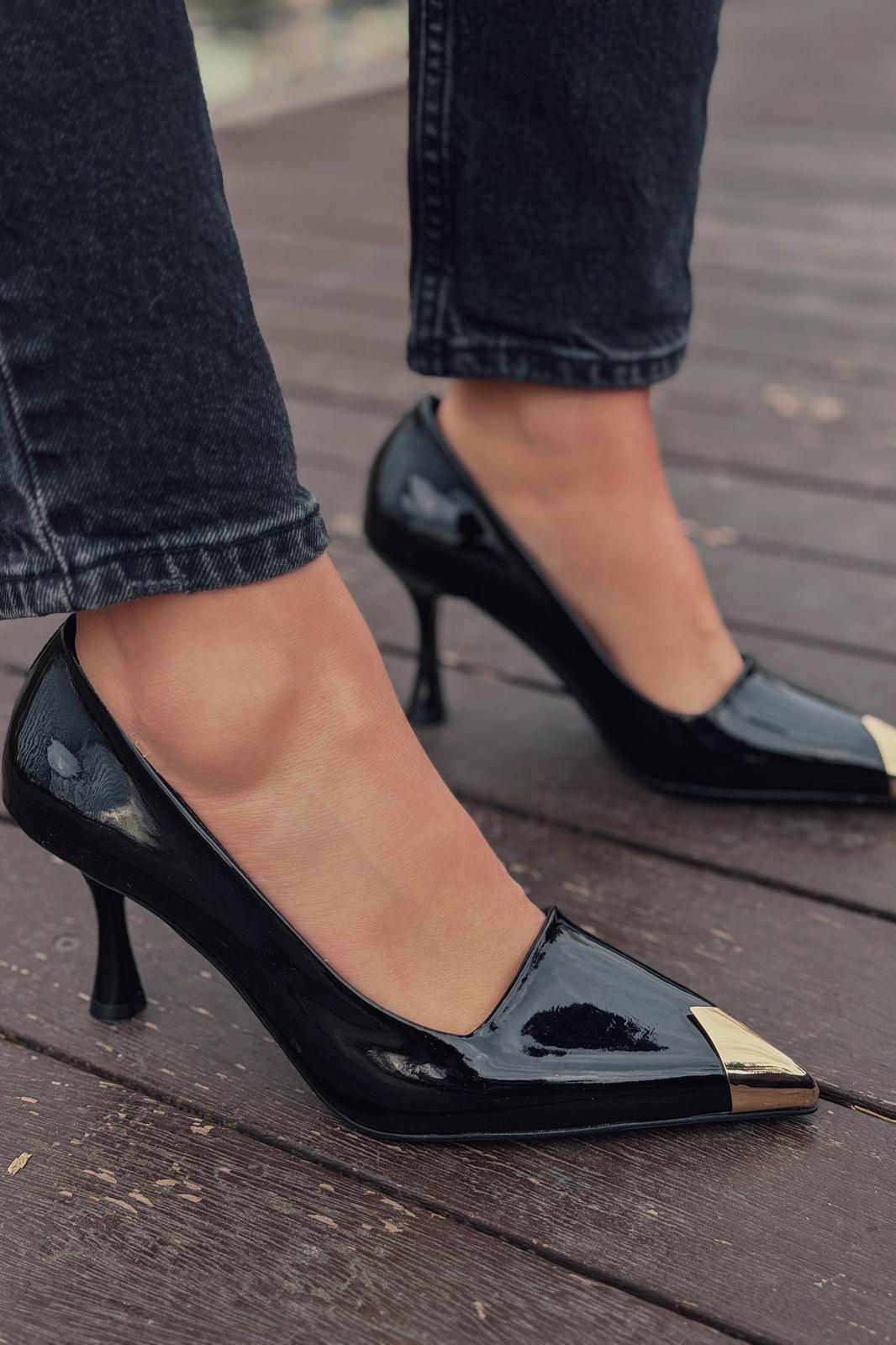 Noctra Black Patent Faux Leather Women's Stilettos