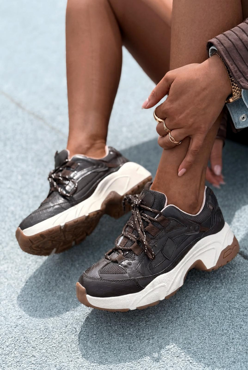 Norser Dark Brown Genuine Leather Women's Sneakers
