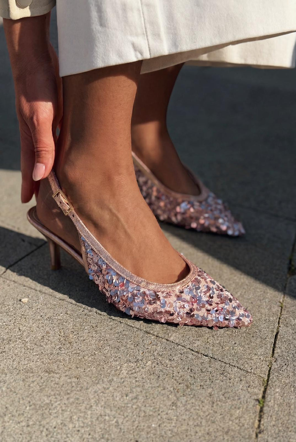 Selorine Pink Sequin Women's Stilettos