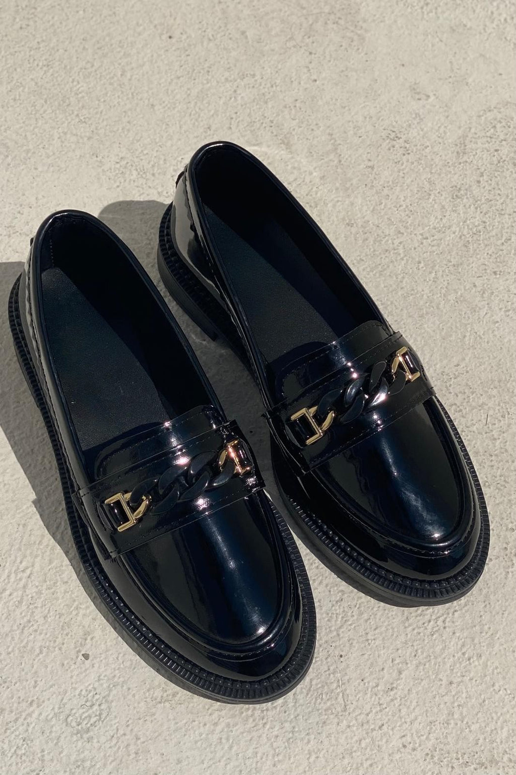 Entra Black Patent Faux Leather Women's Loafers