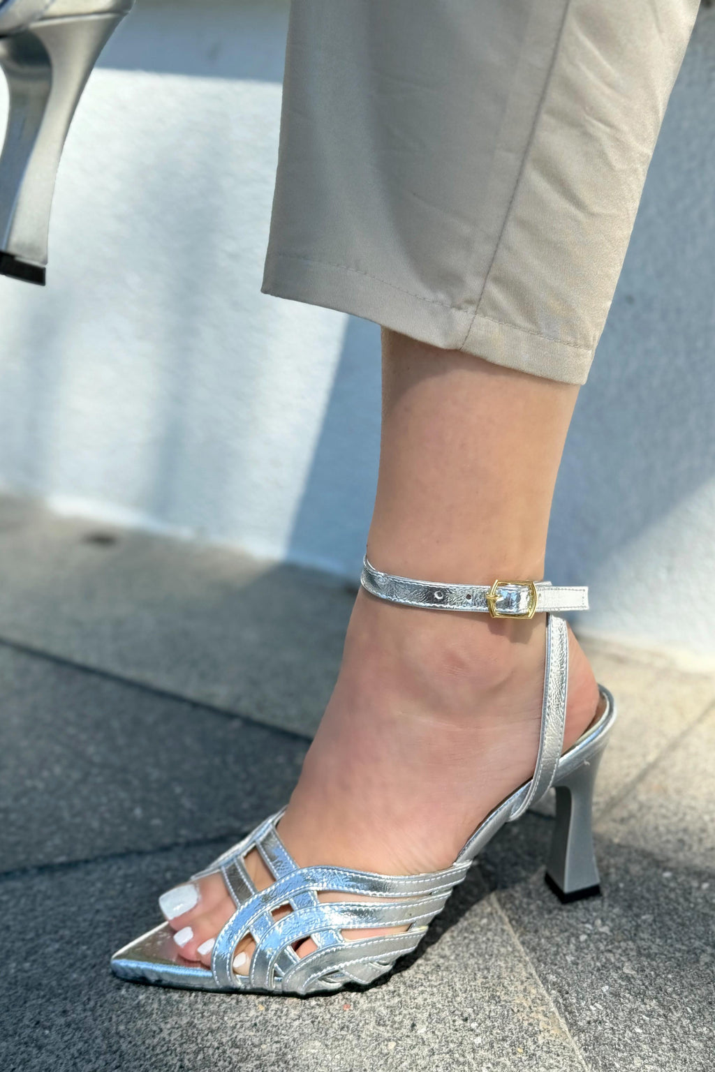 Ronel Gold Strap Detail Faux Leather Women's Pumps