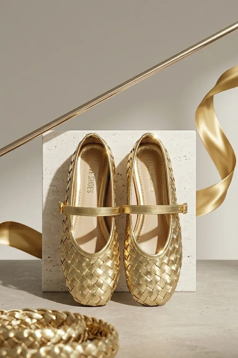 Roselle Gold Patent Faux Leather Women's Flats