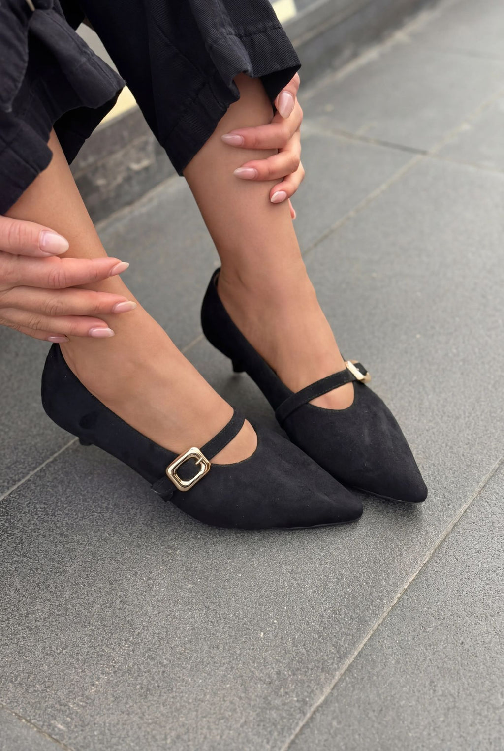 Karden Black Suede Genuine Leather Women's Stilettos