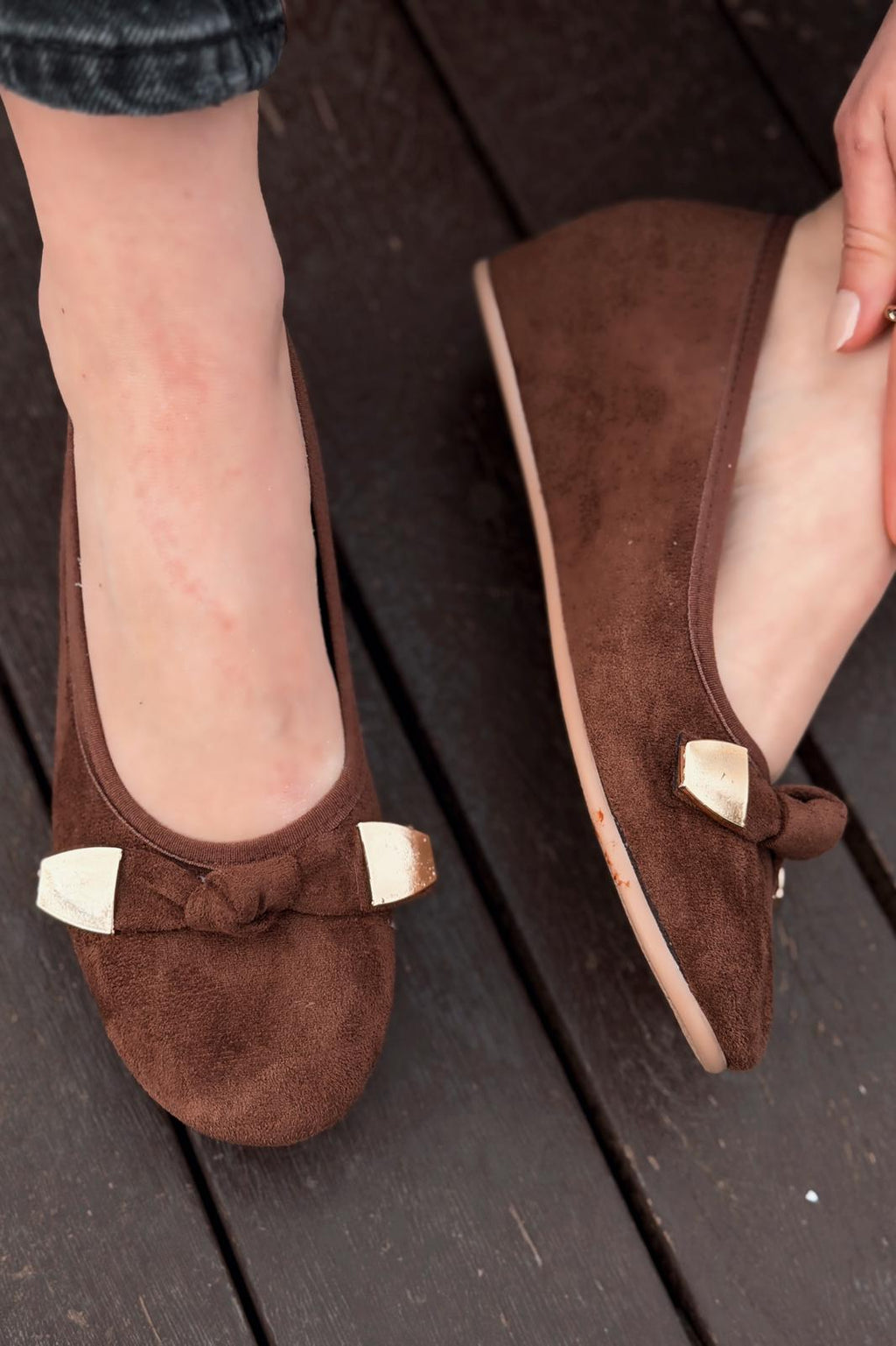 Orphel Light Brown Suede Women's Wedge Heel Flats