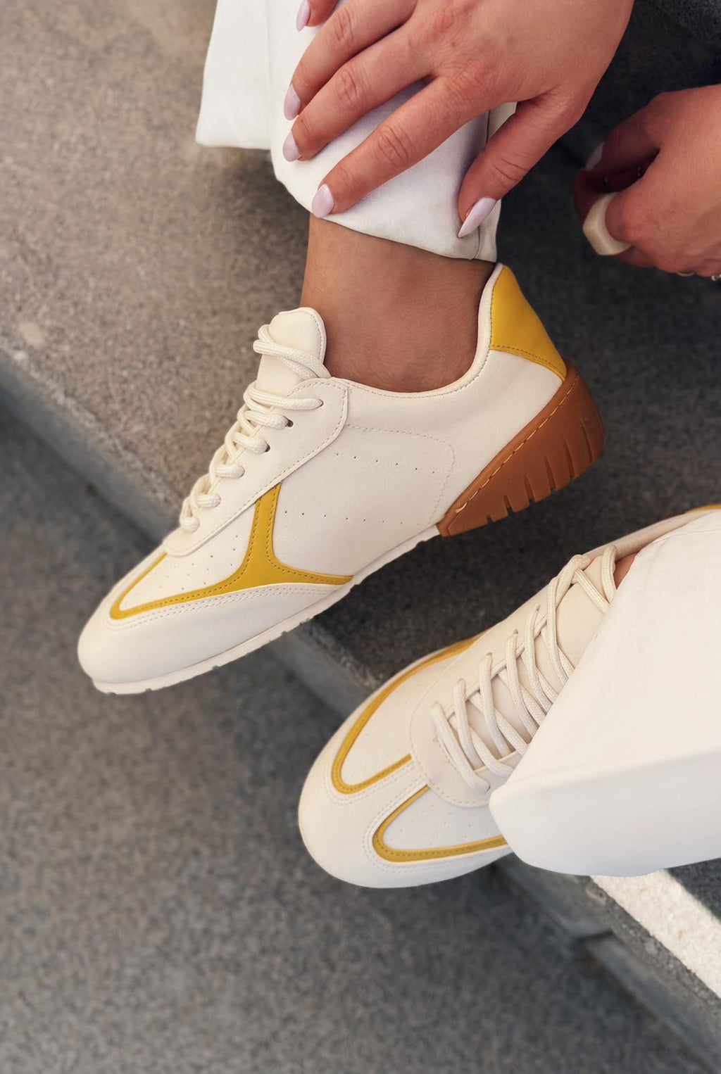 Rosven Yellow Faux Leather Women's Sneakers