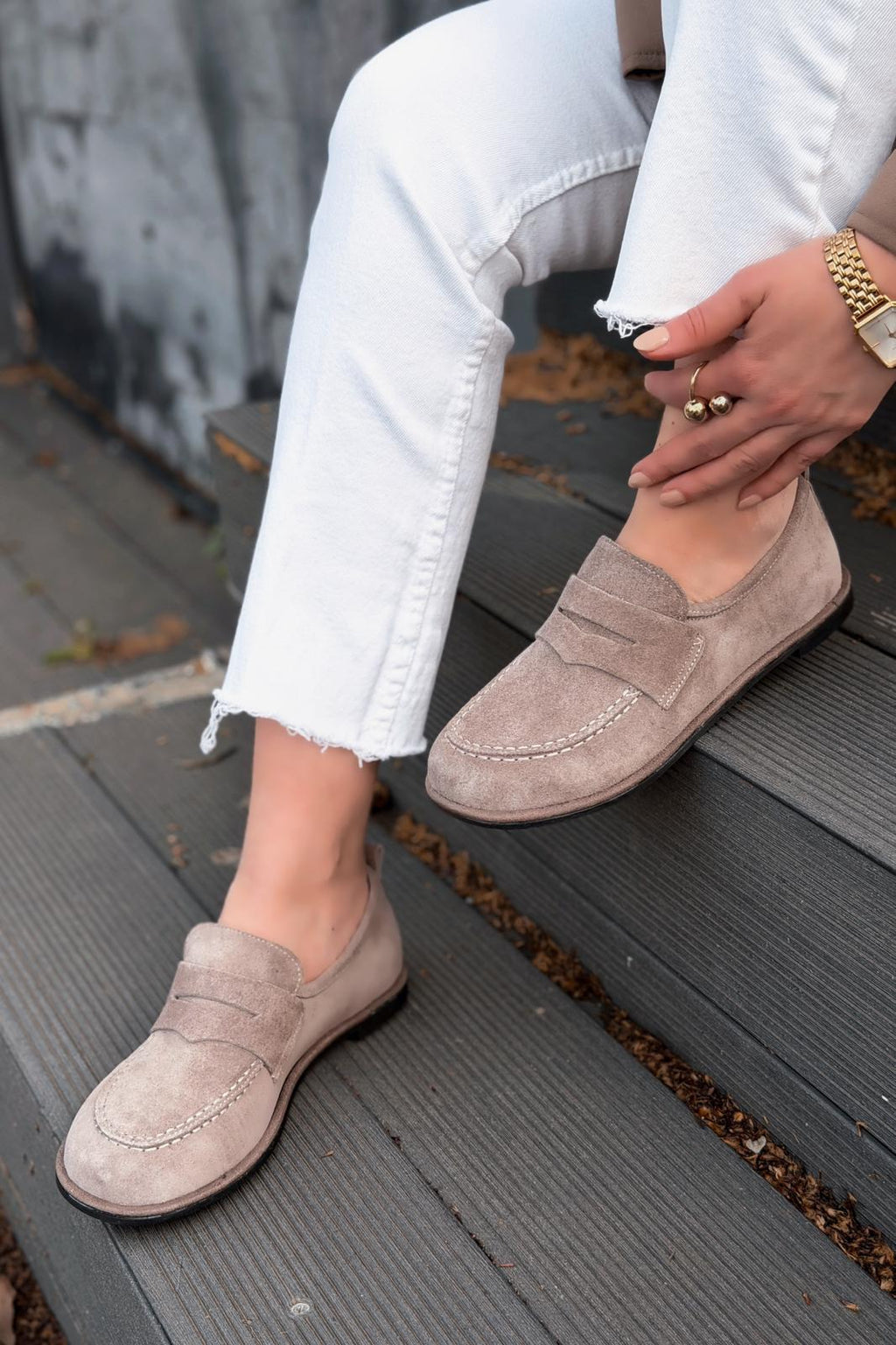 Marion Taupe Genuine Suede Women's Loafers