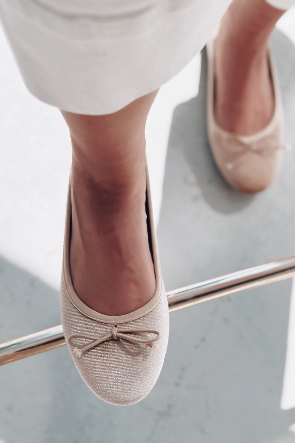 Lante Beige Velvet Women's Mary Jane Flats