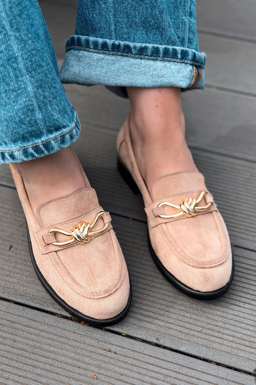 Norel Camel Suede Bow Detail Women's Loafers