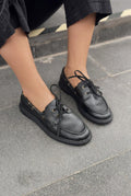 Morin Black Faux Leather Women's Oxford Shoes