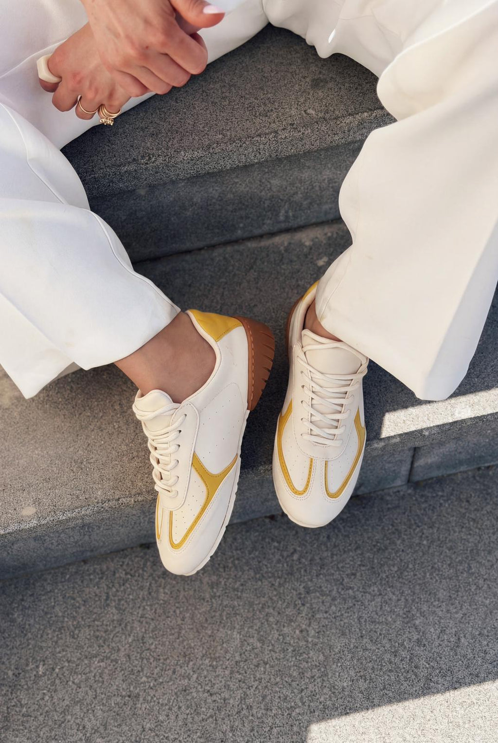 Rosven Yellow Faux Leather Women's Sneakers