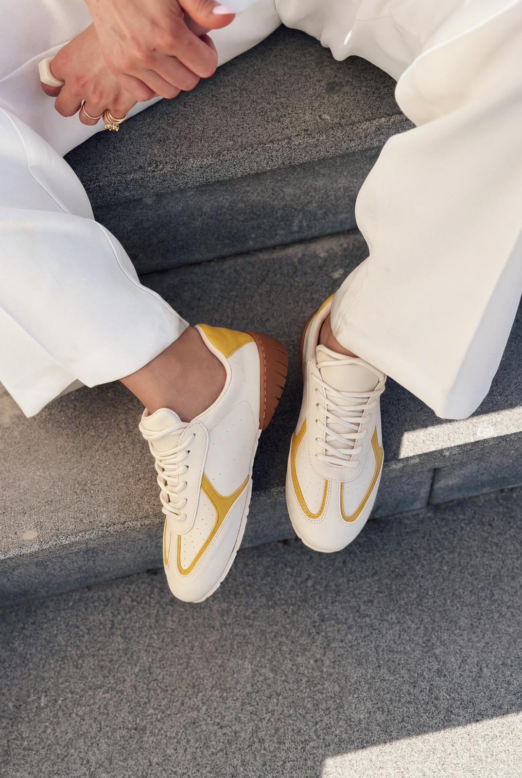 Rosven Yellow Faux Leather Women's Sneakers