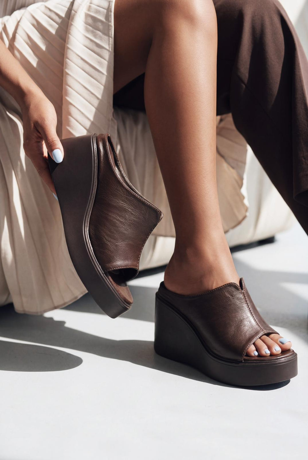 Torvyn Light Brown Faux Leather Women's Wedge Pumps