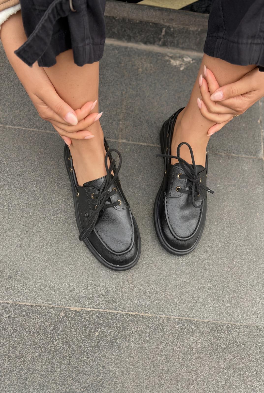 Morin Black Faux Leather Women's Oxford Shoes