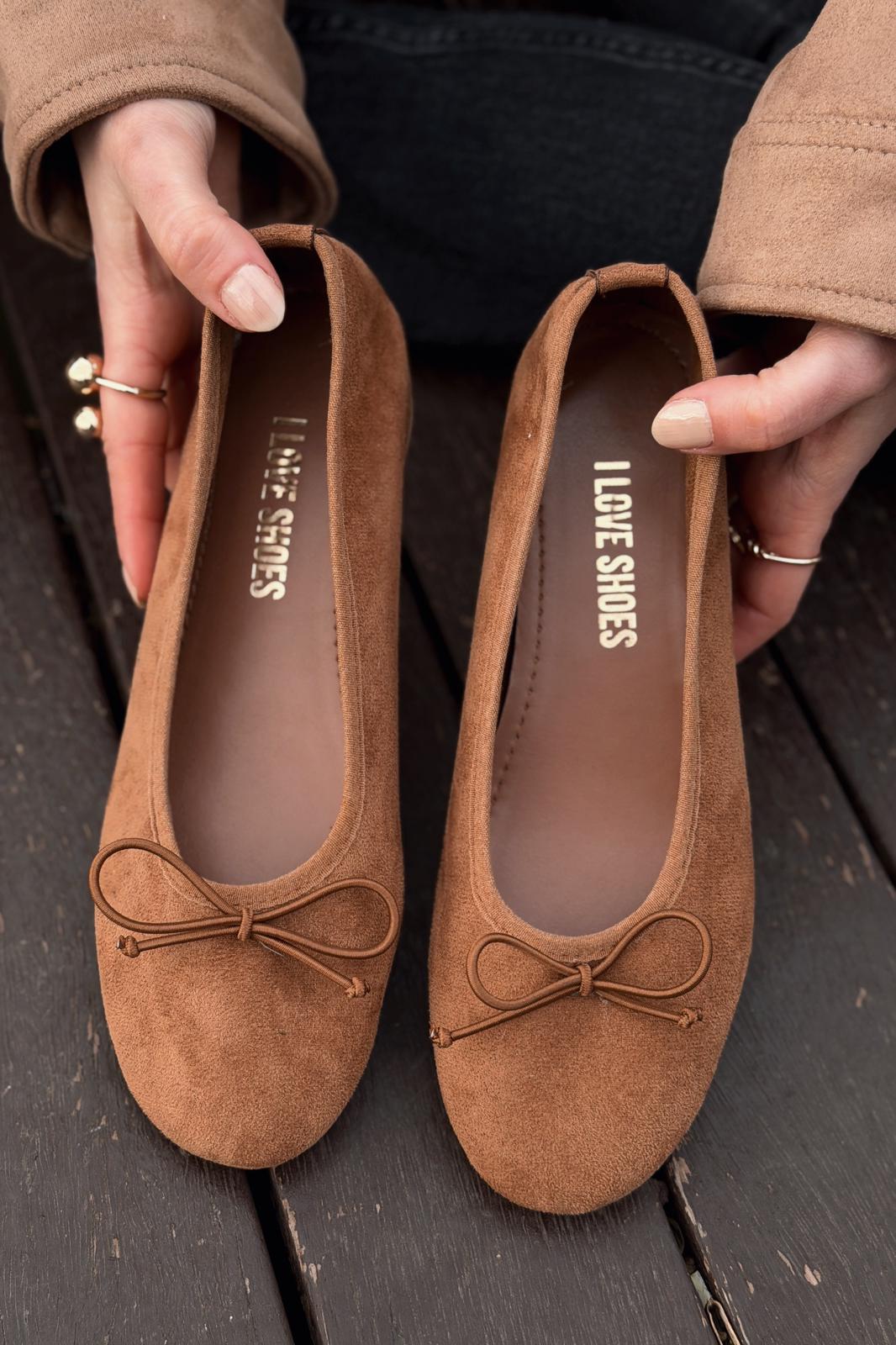 Stellor Tan Suede Women's Wedge Heel Flats