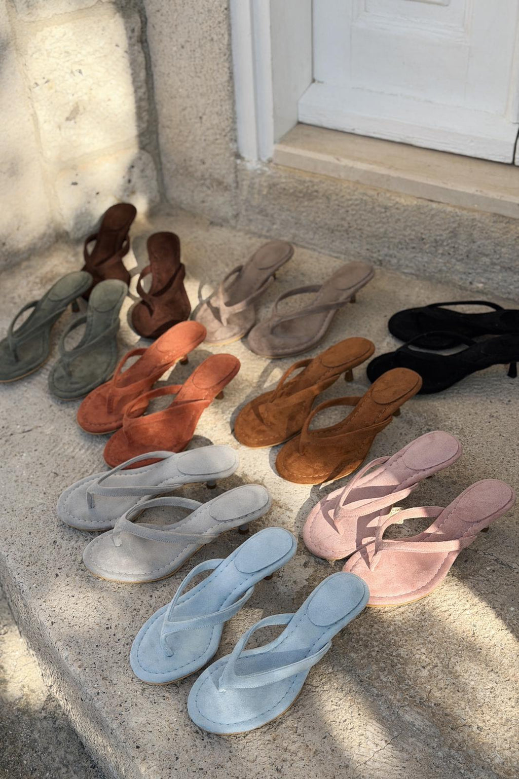 Arlene Taupe Suede Pumps Thong Sandals