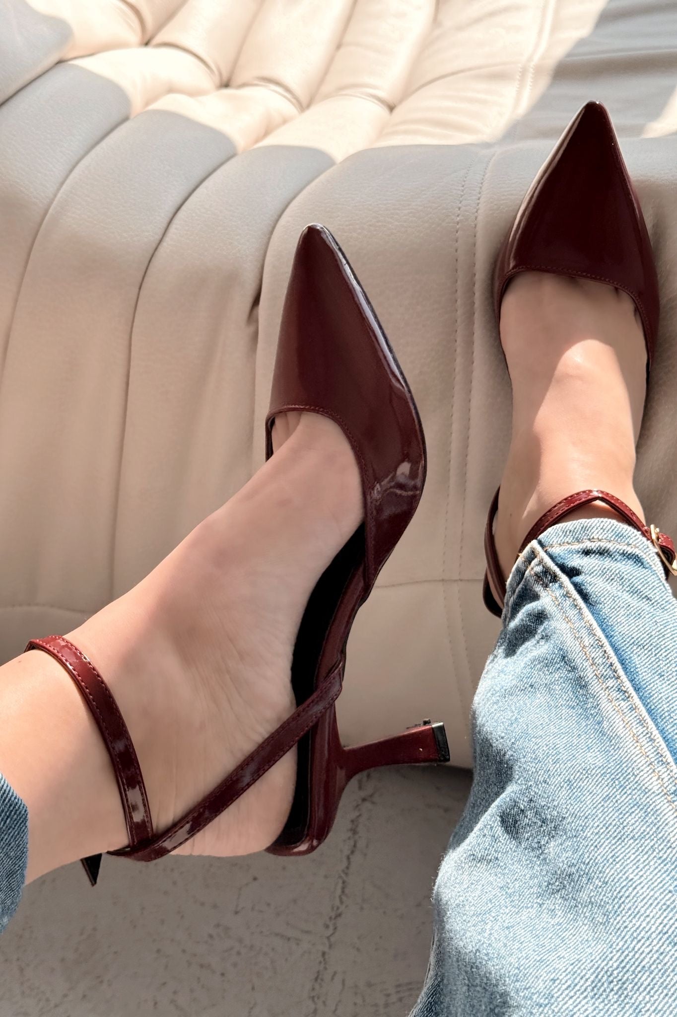 Rivara Burgundy Patent Faux Leather Women's Pumps