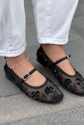 Telora Black Textile Women's Embroidered Flats