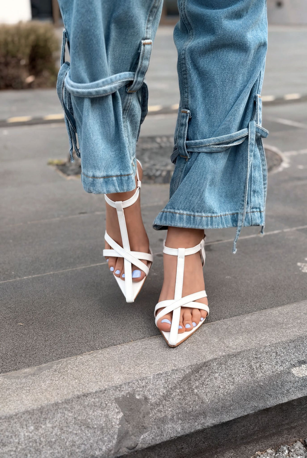 Morlen White Patent Faux Leather Women's Pumps Sandals