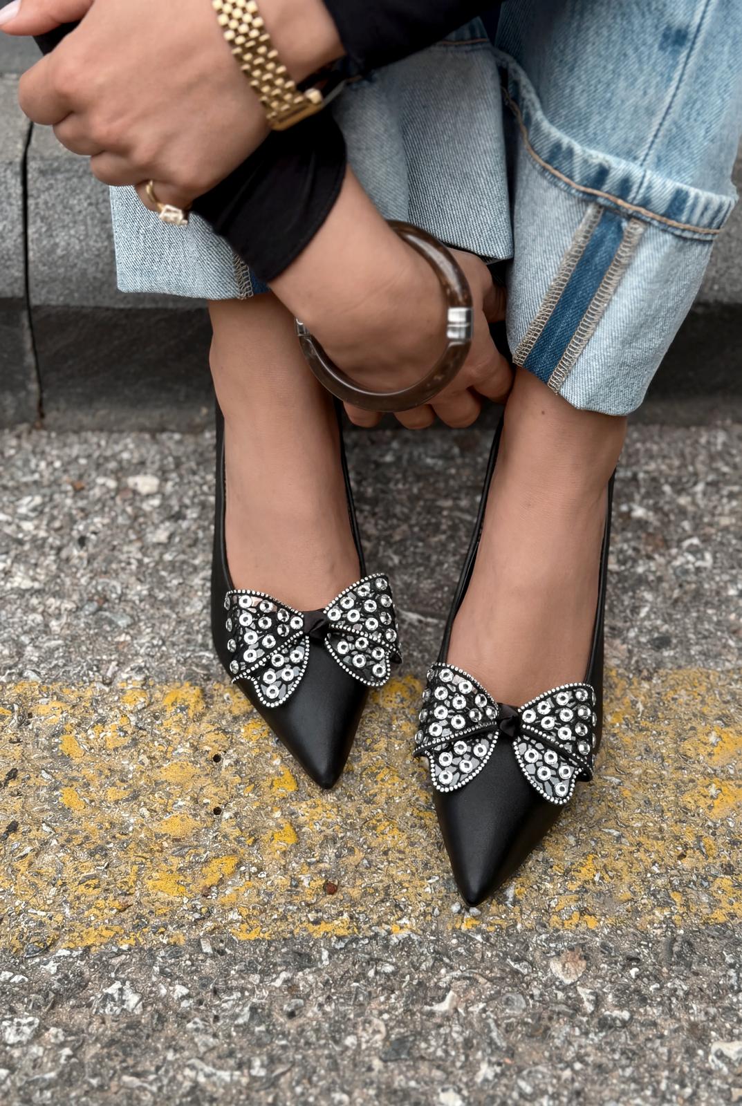 Sorexa Black Faux Leather Women's Stilettos
