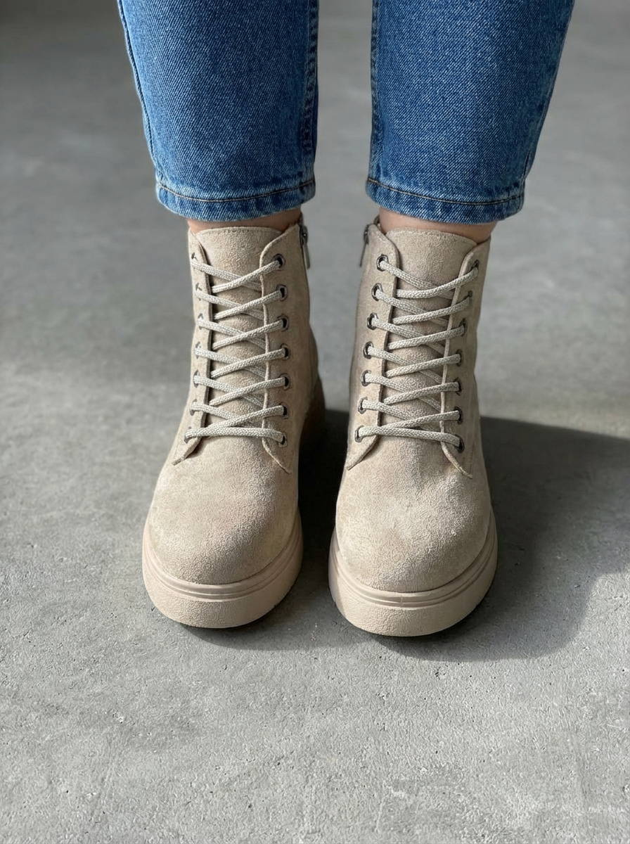 Voltera Beige Suede Women's Boots