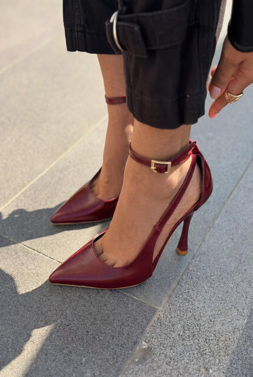 Nerole Burgundy Faux Leather Women's Stilettos