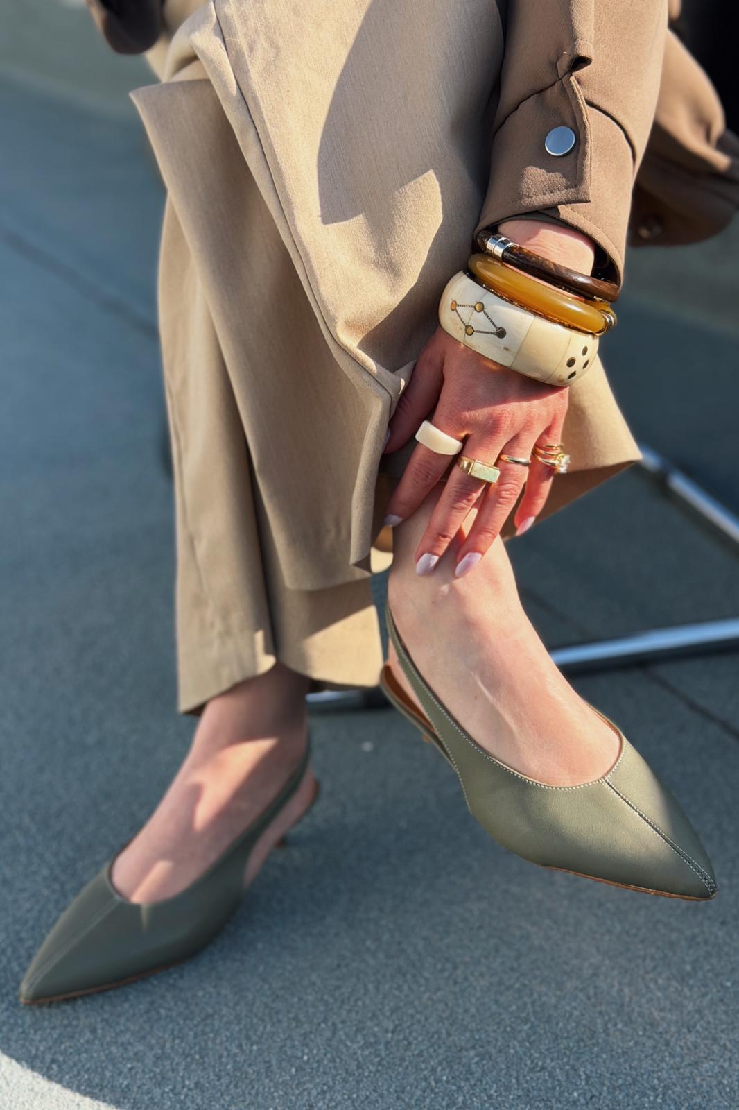 Selor Khaki Faux Leather Women's Stilettos