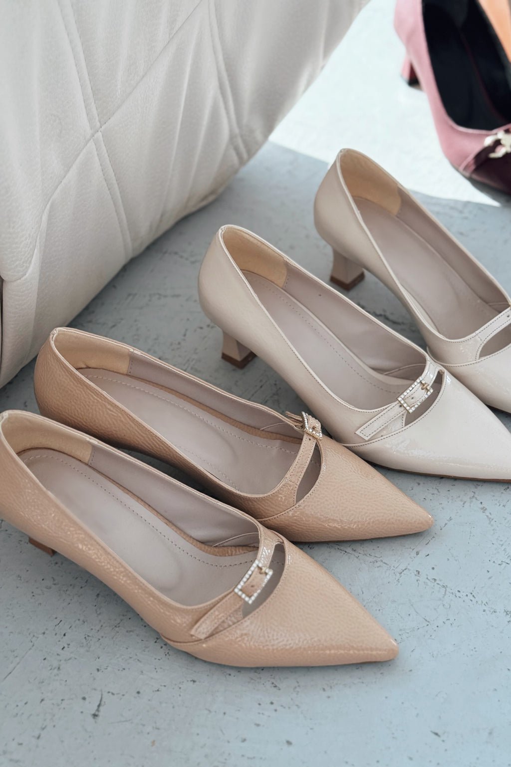Jolor Nude Patent Faux Leather Women's Stilettos