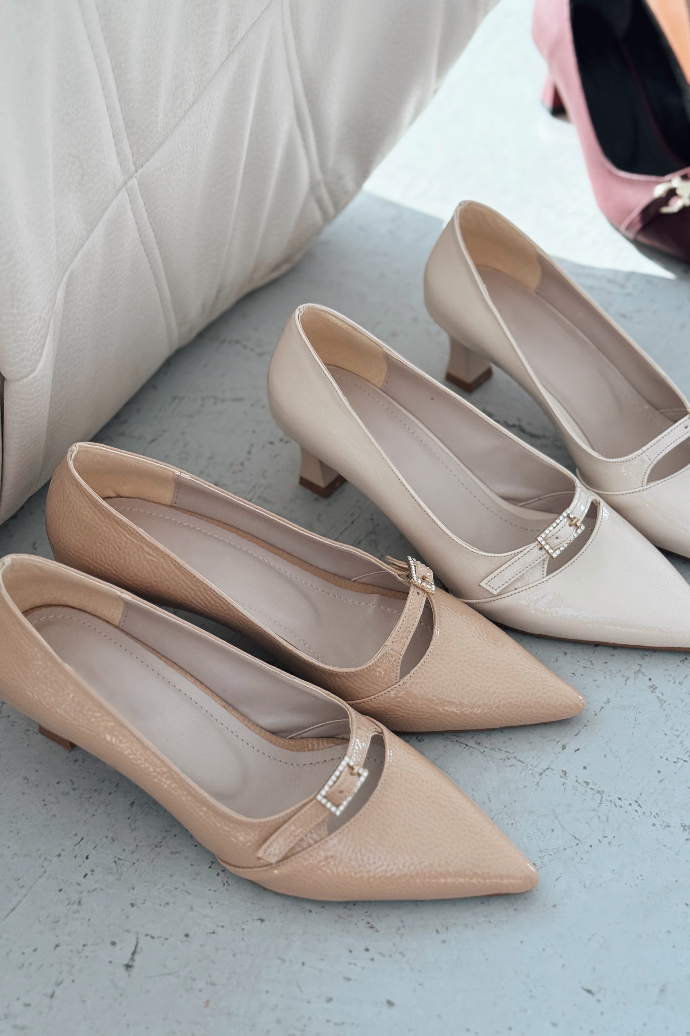 Jolor Nude Patent Faux Leather Women's Stilettos