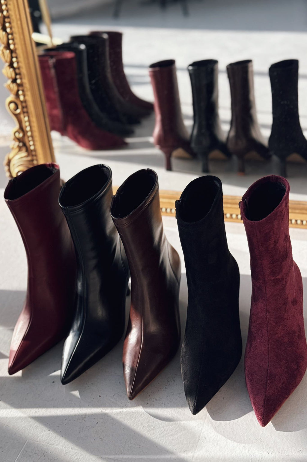 Orvex Women's Burgundy Faux Leather Stiletto Heel Boots