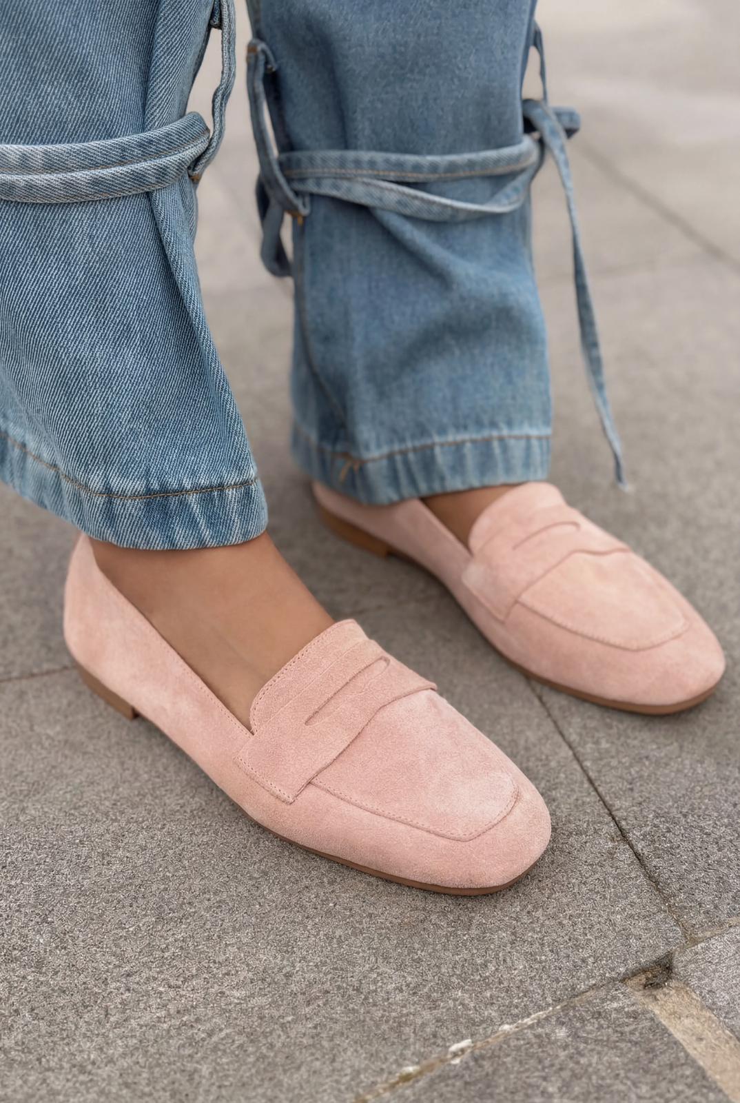 Melniel Blush Genuine Suede Women's Loafers