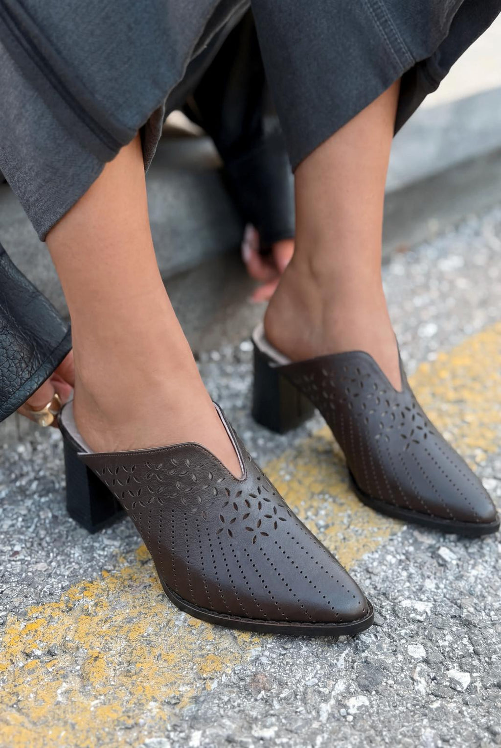 Noravina Genuine Leather Brown Pumps