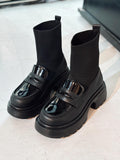 Celora Black Knit Women's Chunky Sole Boots