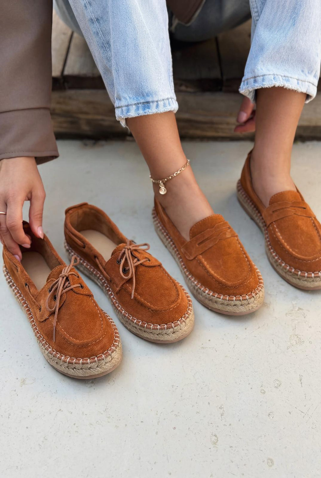 Selora Tan Genuine Suede Women's Loafers