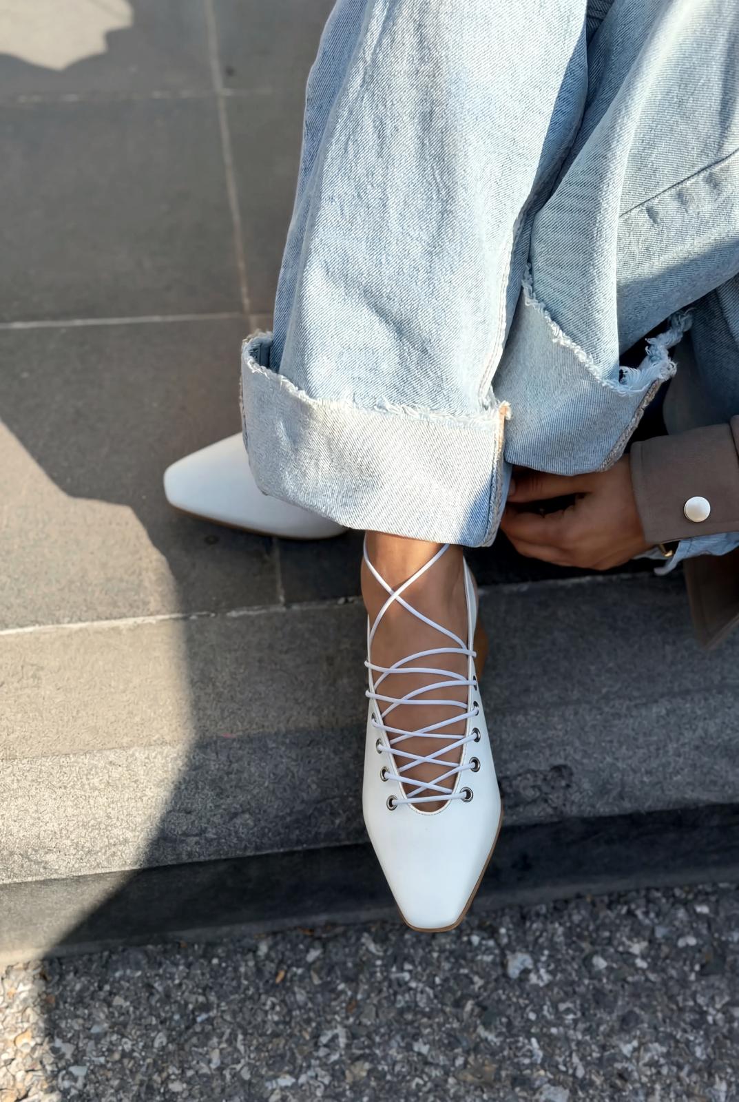 Yorella White Faux Leather Women's Pumps