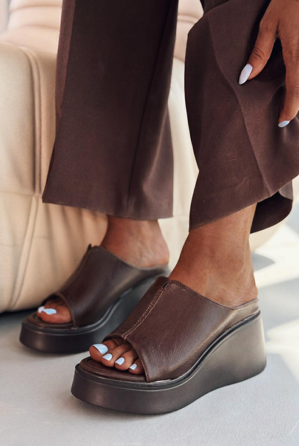 Torvyn Light Brown Faux Leather Women's Wedge Pumps