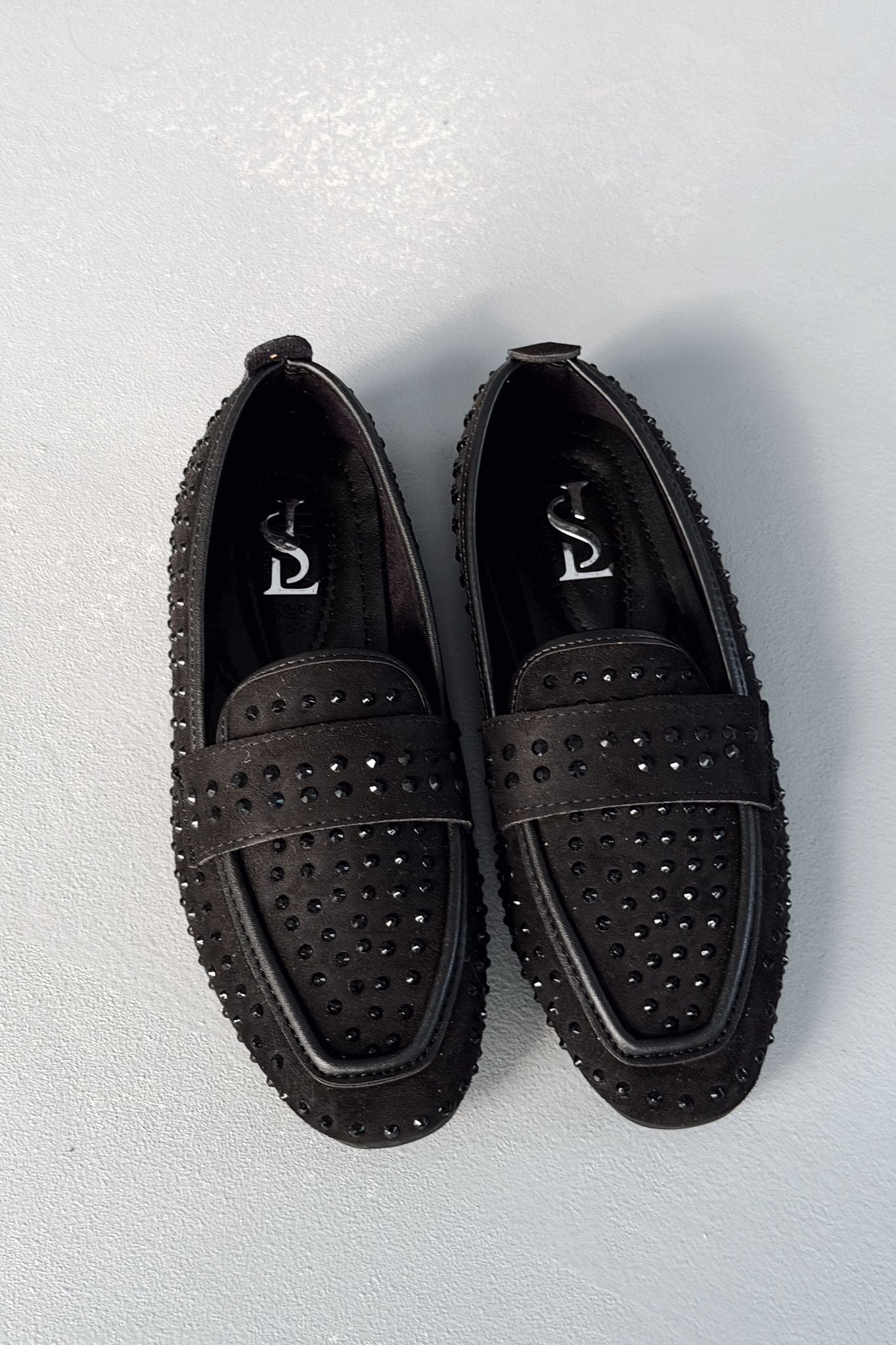 Talori Black Suede Black Embellished Women's Loafers