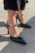 Senar Black Patent Faux Leather Women's Stilettos
