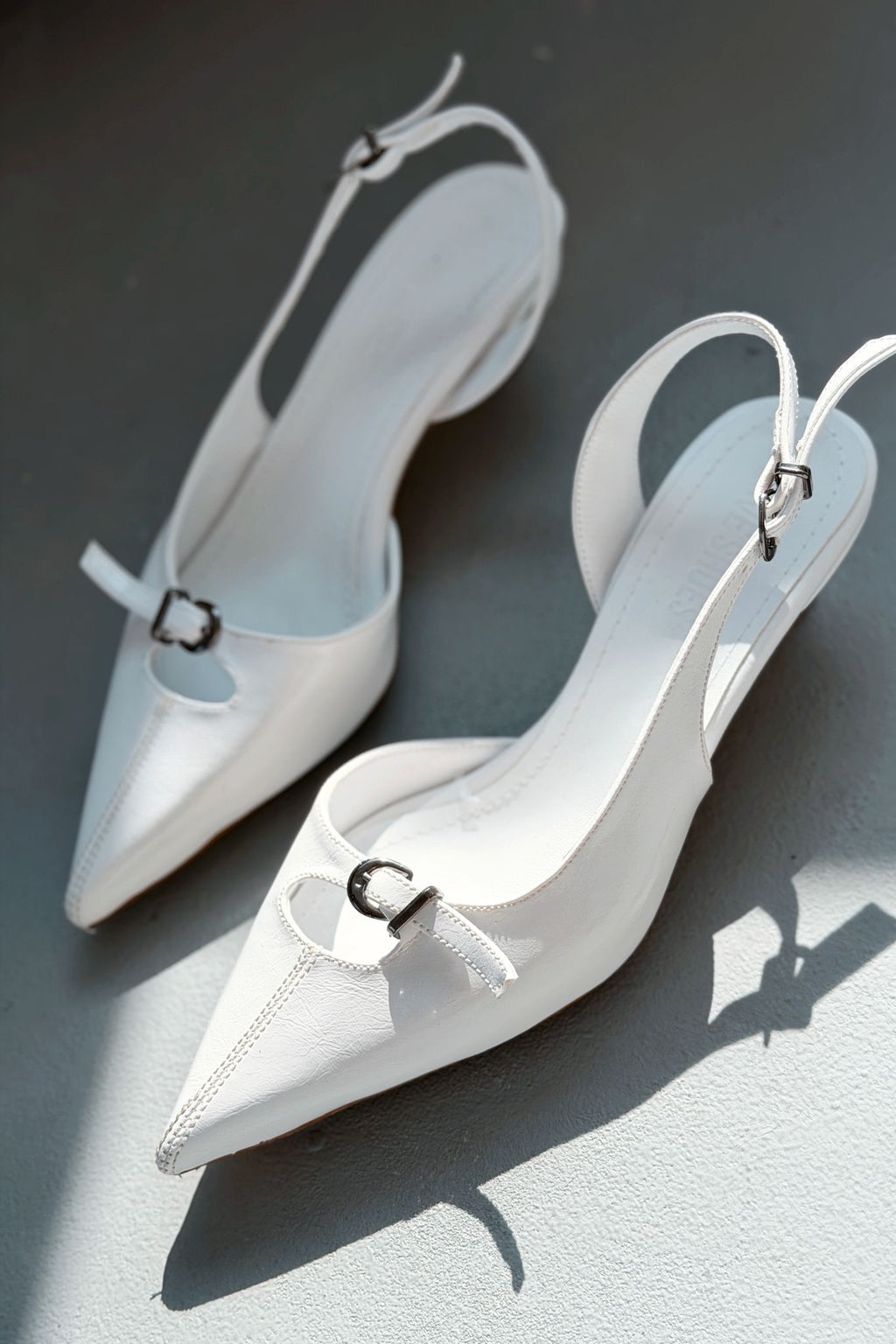 Norin White Crinkled Faux Leather Women's Stilettos