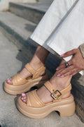 Pofins Nude Faux Leather Women's Sandals