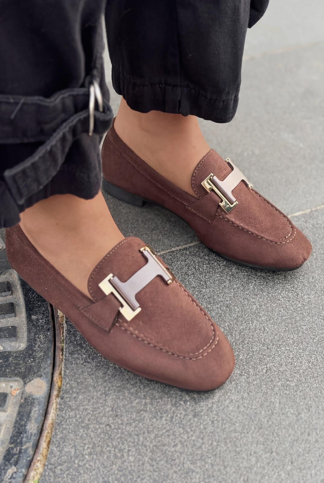 Elara Dark Brown Suede Women's Loafers