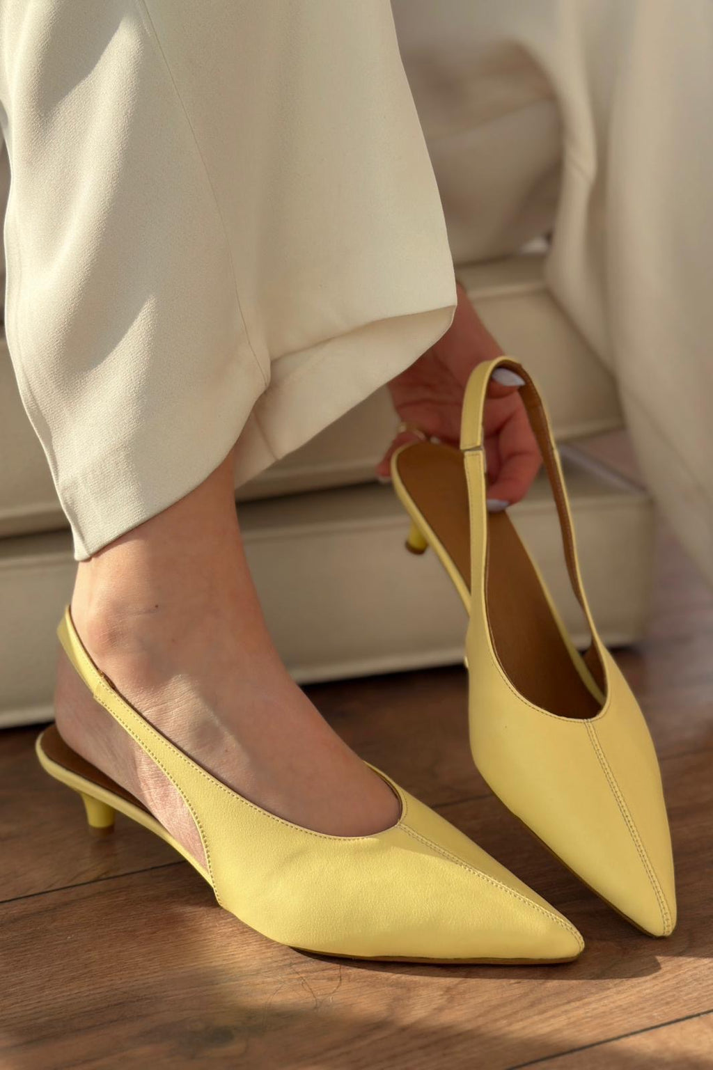 Selor Yellow Faux Leather Women's Stilettos