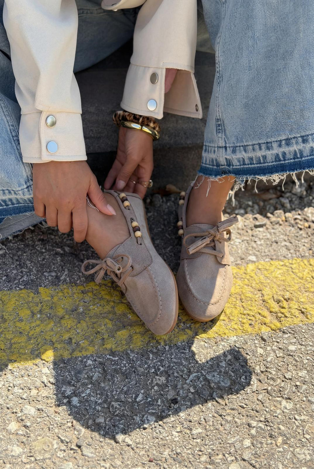 Brion Taupe Suede Women's Oxford Shoes