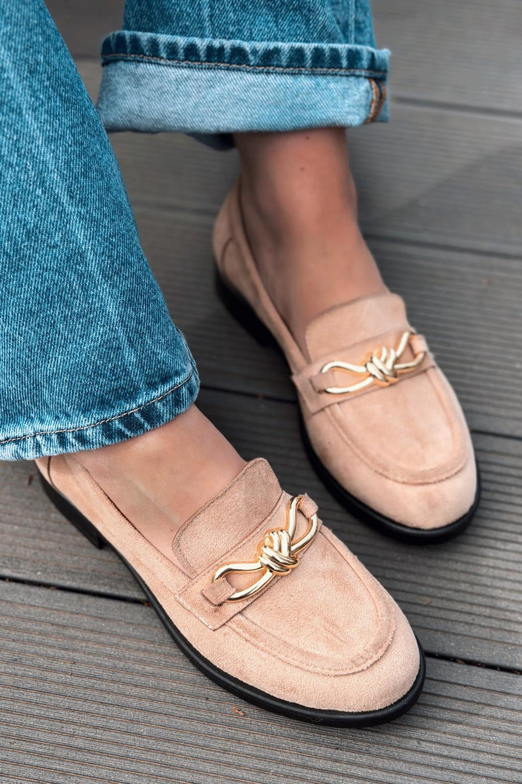 Norel Camel Suede Bow Detail Women's Loafers