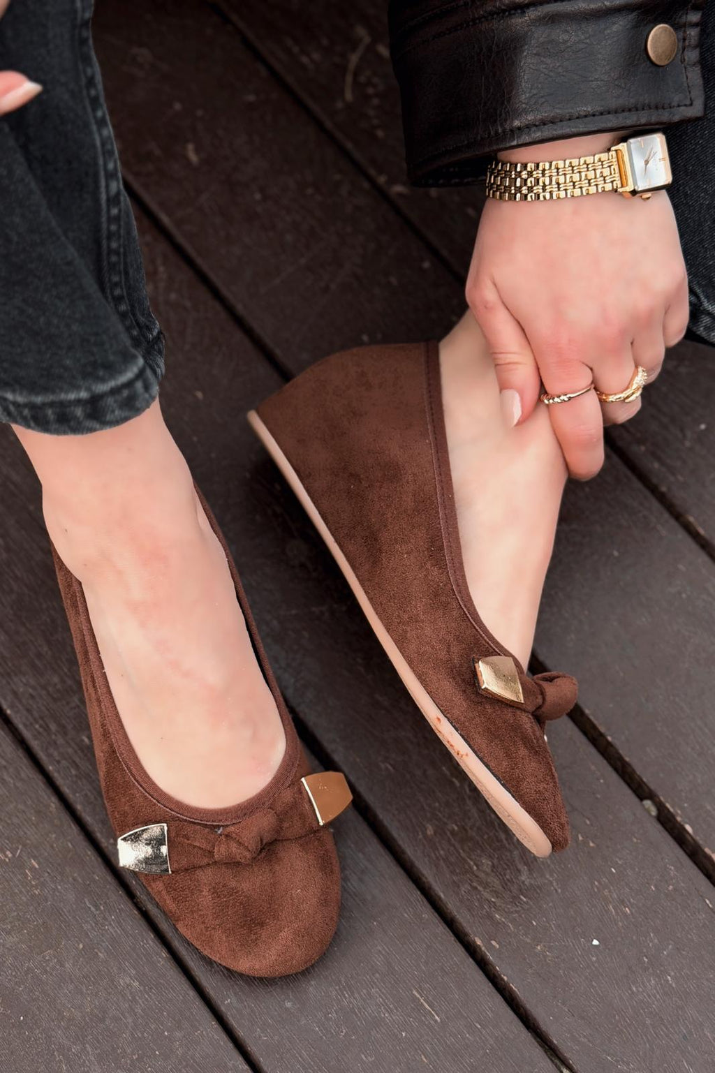 Orphel Light Brown Suede Women's Wedge Heel Flats