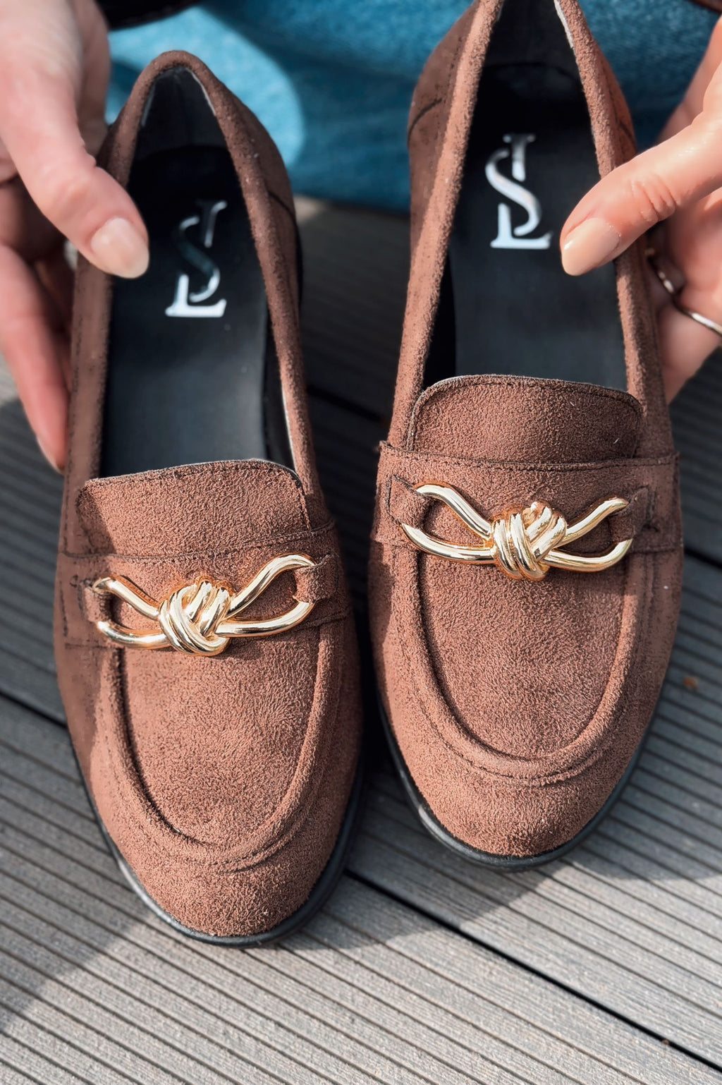 Norel Dark Brown Suede Bow Detail Women's Loafers